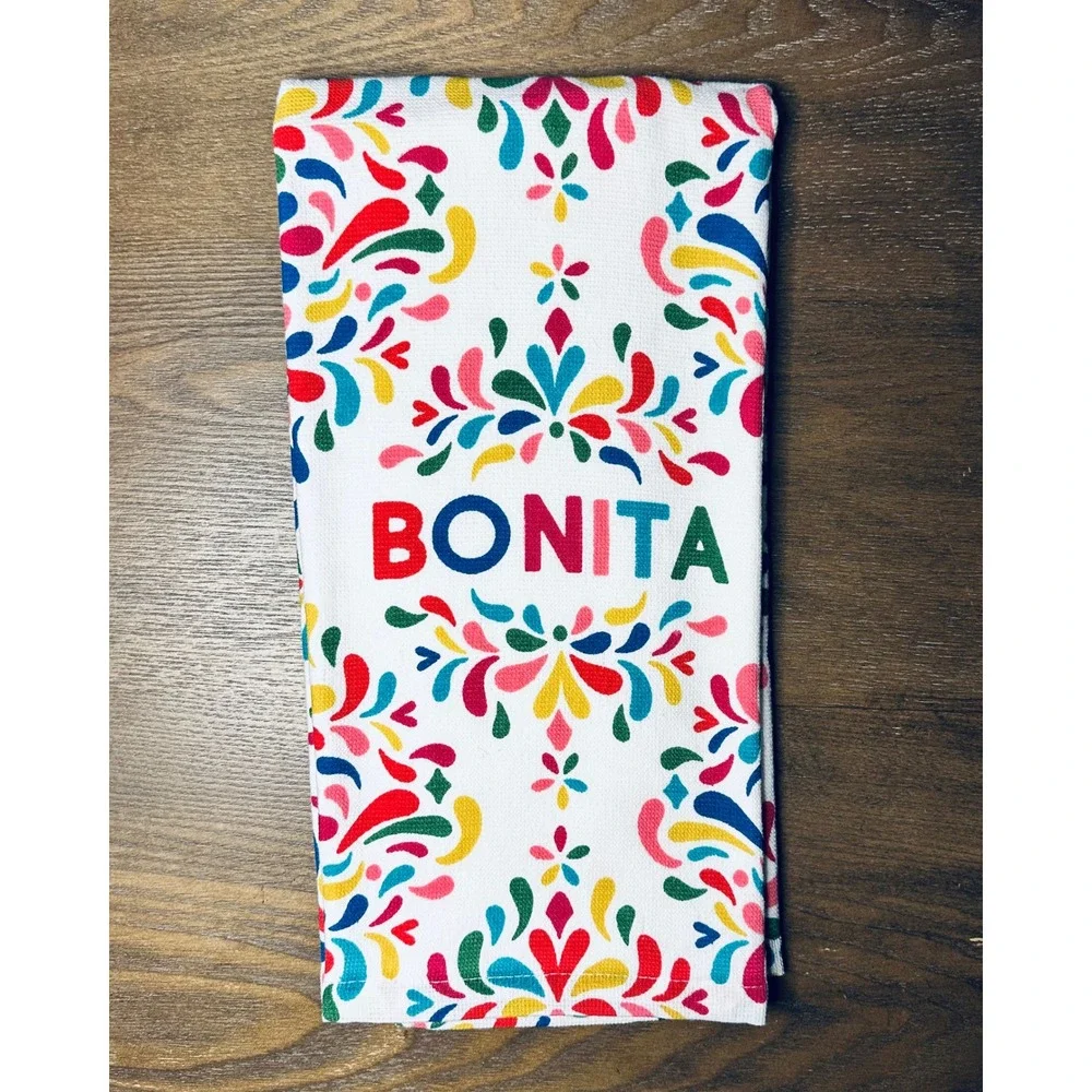 NEW Bonita Fiesta‎ Kitchen Towel Colorful Embroidered Cotton 18 x 27 Mexicana